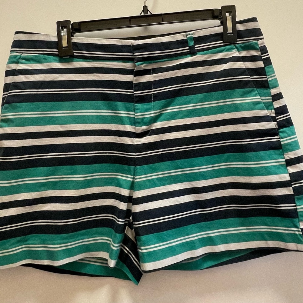 Banana Republic Teal and Navy Striped Shorts / Size: 8